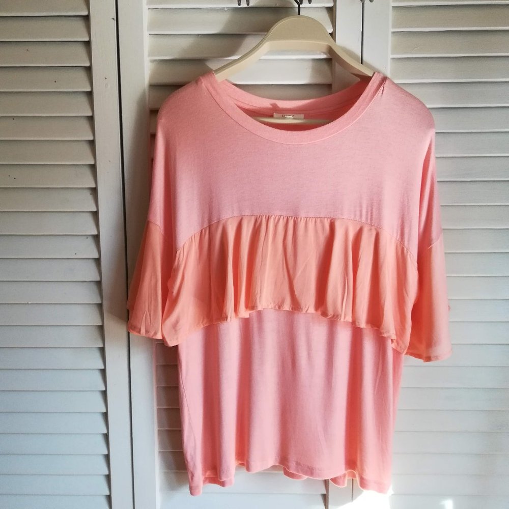 Love J Peach Tiered Bell Sleeve Shirt